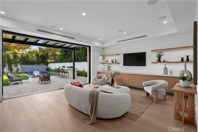 living room with light wood-type flooring