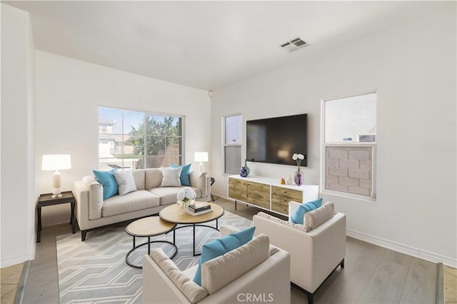 living room featuring light hardwood / wood-style floors