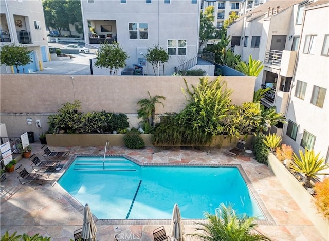 view of pool featuring a patio