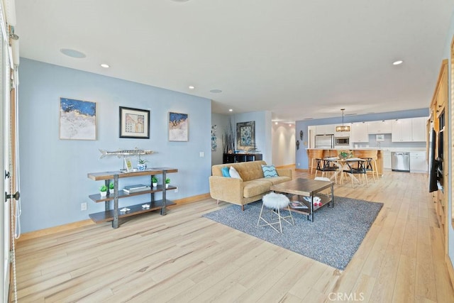 living room with light wood-type flooring