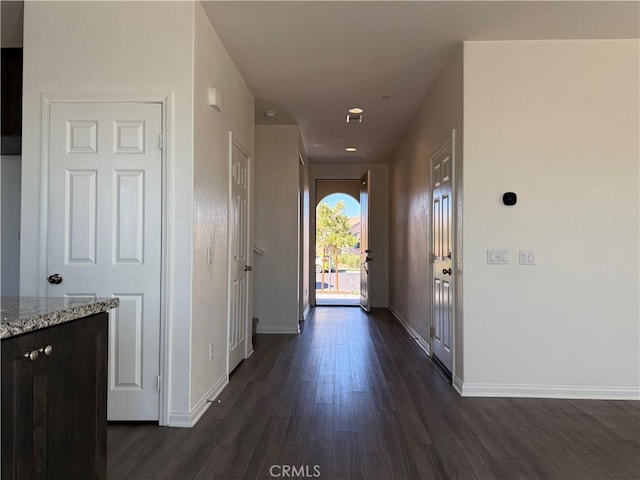 hall featuring dark hardwood / wood-style floors