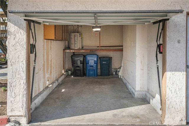 garage featuring electric water heater