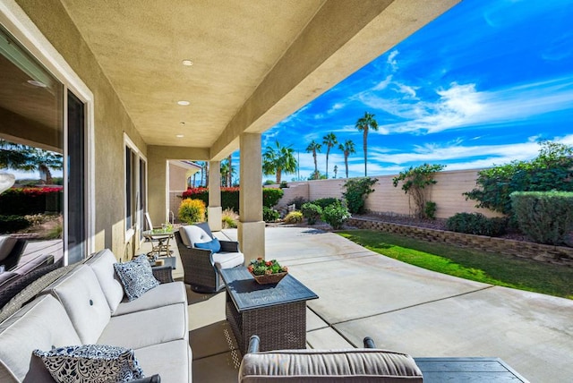 view of patio with an outdoor living space