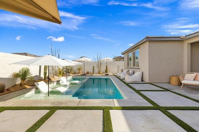 view of pool featuring a patio