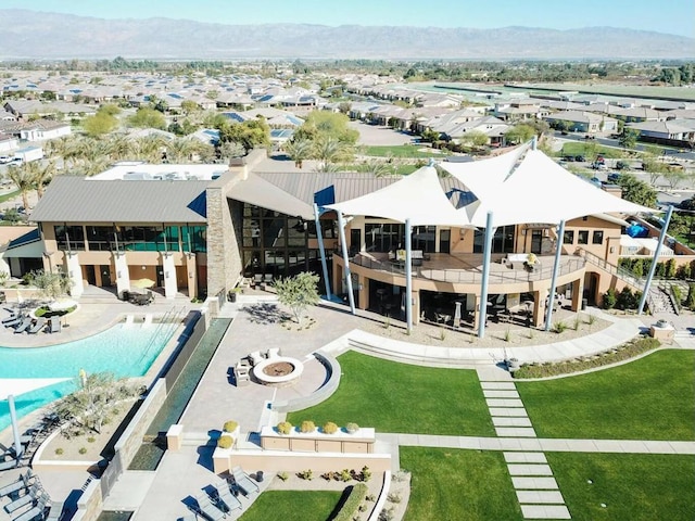 aerial view with a mountain view