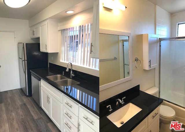 kitchen featuring white cabinets, stainless steel dishwasher, plenty of natural light, and sink