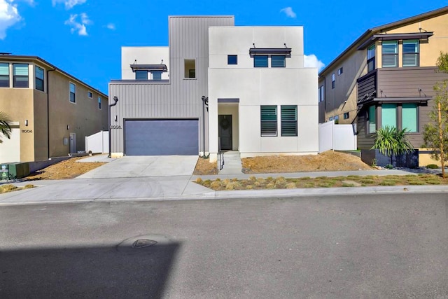 modern home featuring a garage