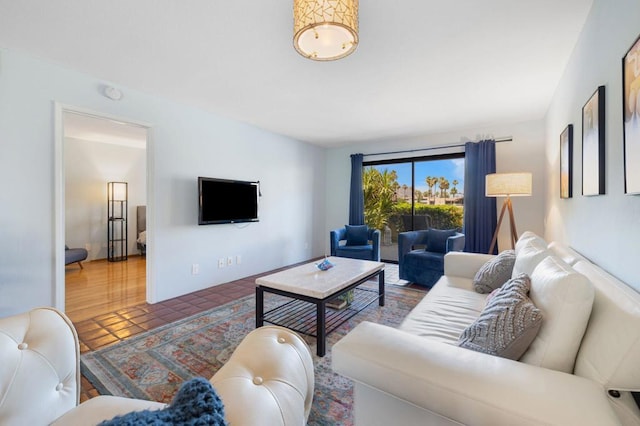 living room featuring hardwood / wood-style flooring