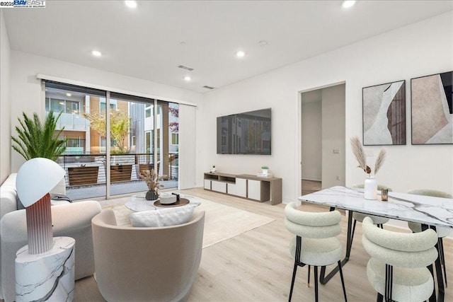 living room with light wood-type flooring