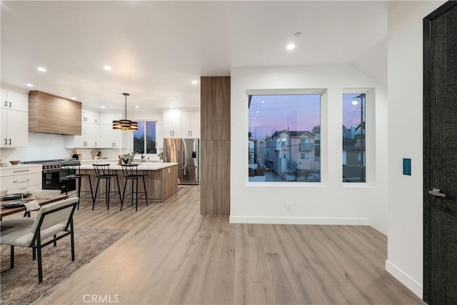 interior space featuring light wood-type flooring