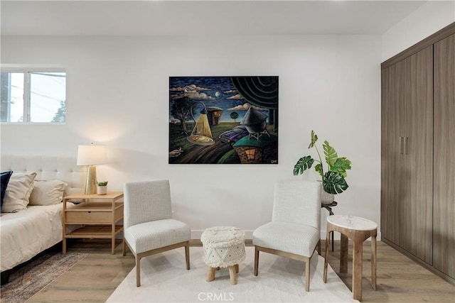 living area with light wood-type flooring