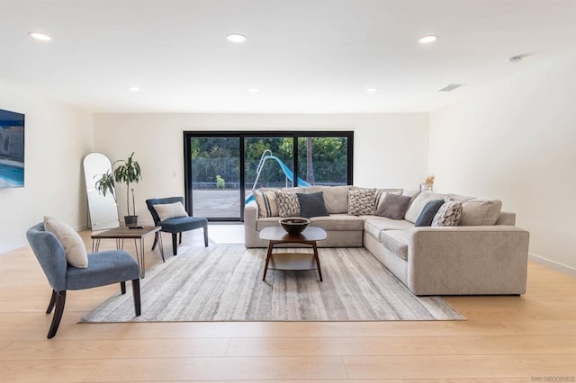 living room featuring light hardwood / wood-style floors