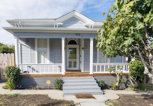 view of front of property with covered porch