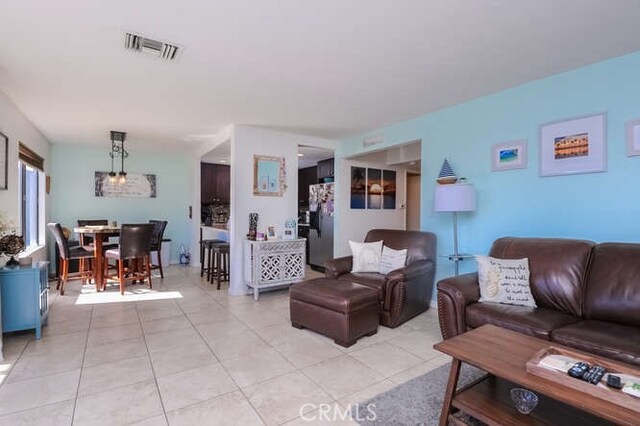 view of tiled living room