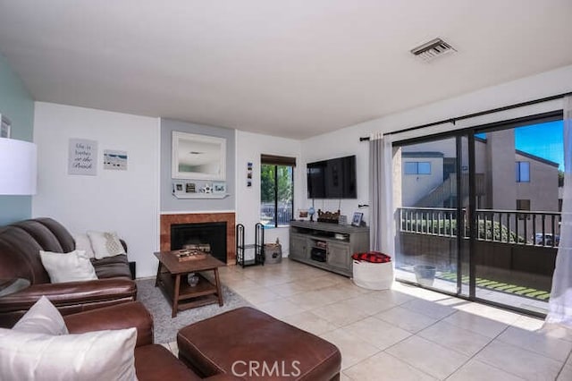 view of tiled living room