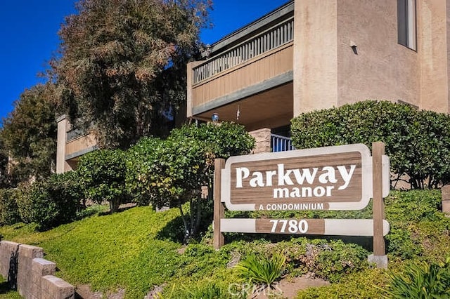 view of community sign