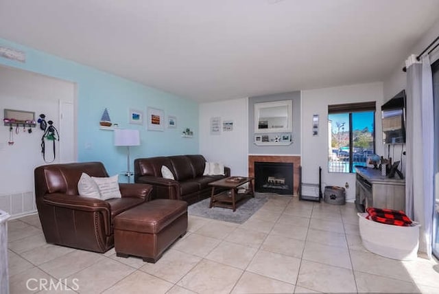 view of tiled living room