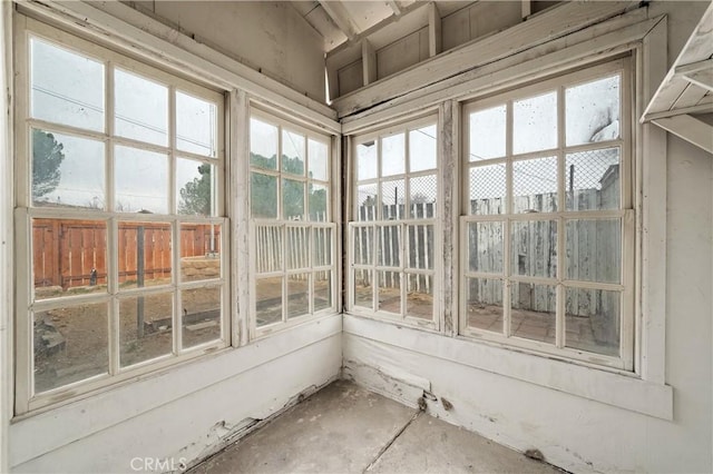 view of unfurnished sunroom