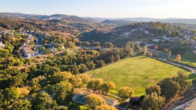 bird's eye view with a mountain view