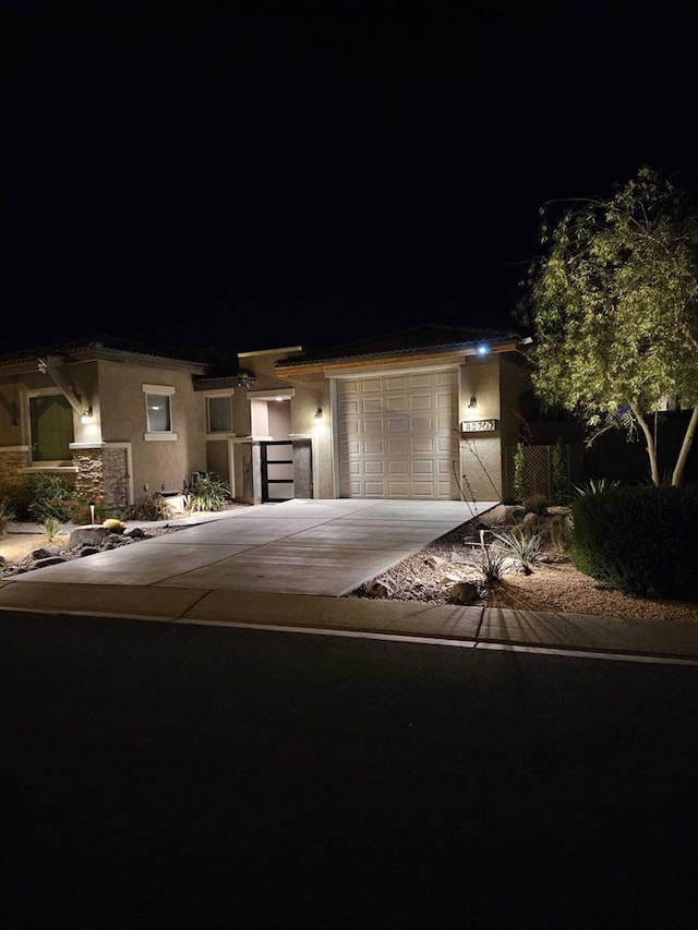 view of front of house with a garage