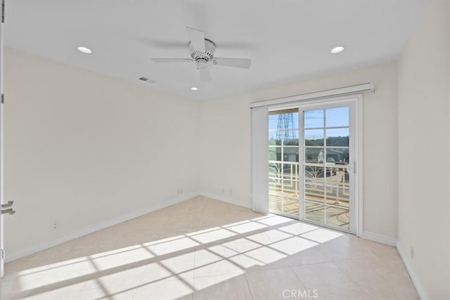 4601 W 191st St, Torrance, CA 90503 - unfurnished room featuring recessed lighting, baseboards, visible vents, and ceiling fan