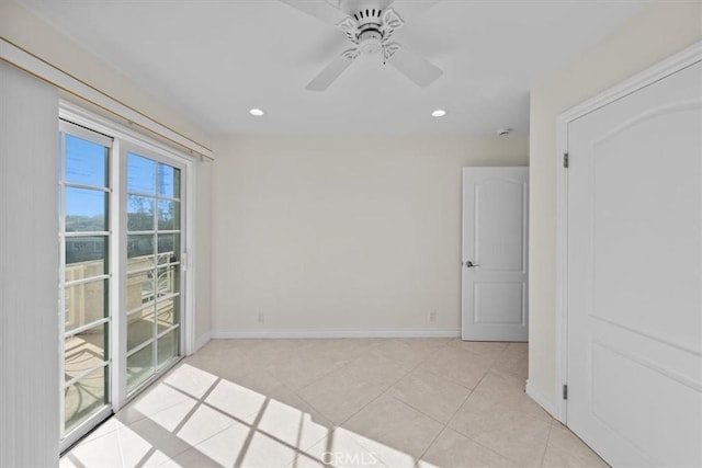 4601 W 191st St, Torrance, CA 90503 - unfurnished room with baseboards, ceiling fan, recessed lighting, and light tile patterned flooring