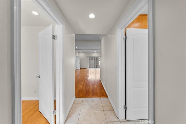 4601 W 191st St, Torrance, CA 90503 - hallway with baseboards, recessed lighting, and light tile patterned floors