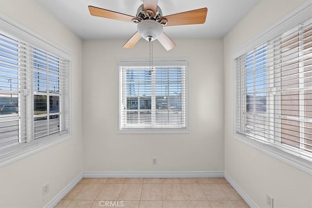 4601 W 191st St, Torrance, CA 90503 - spare room featuring a ceiling fan, light tile patterned floors, and baseboards