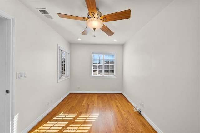 4601 W 191st St, Torrance, CA 90503 - empty room featuring recessed lighting, baseboards, light wood-style floors, visible vents, and a ceiling fan