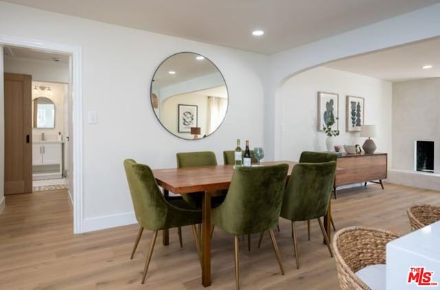 dining area featuring light hardwood / wood-style floors