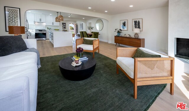 living room with light wood-type flooring