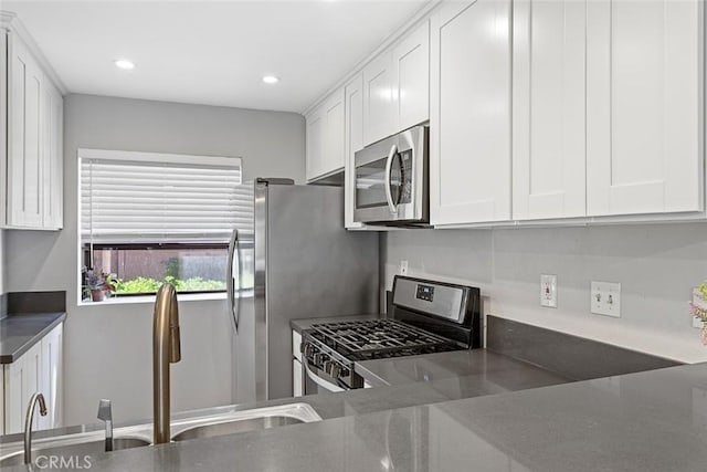 kitchen with white cabinetry, sink, and appliances with stainless steel finishes