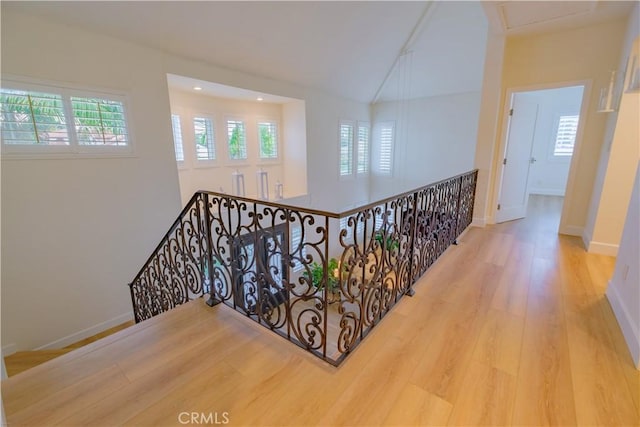 hall with wood-type flooring