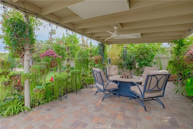 view of patio / terrace featuring ceiling fan