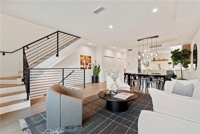 living room featuring dark hardwood / wood-style flooring