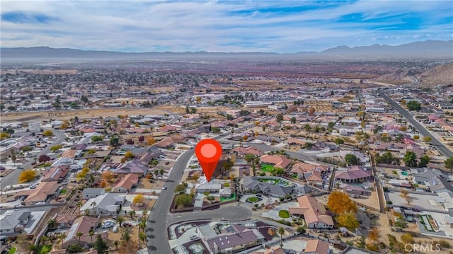 aerial view with a mountain view