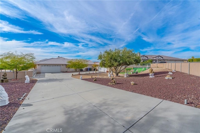 view of yard featuring a garage