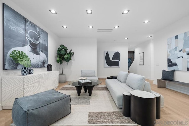 living room featuring light hardwood / wood-style floors