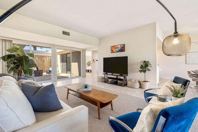 view of tiled living room