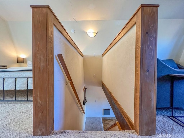 staircase with carpet