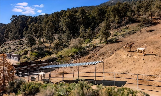 view of mountain feature with a rural view