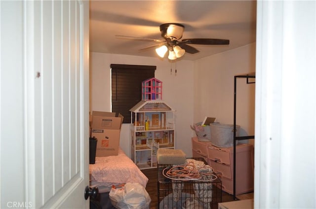 interior space featuring ceiling fan