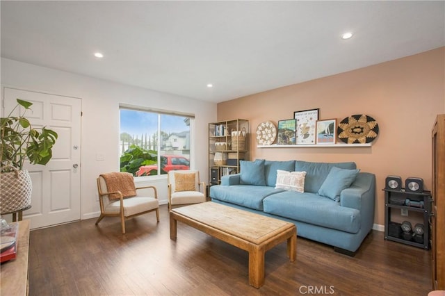 4698 Heil Ave Unit 23C, Huntington Beach, CA 92649 - living area featuring dark wood-style floors and recessed lighting