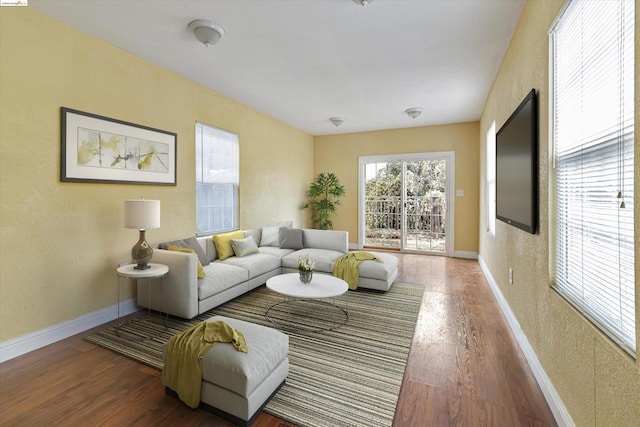 living room with hardwood / wood-style floors