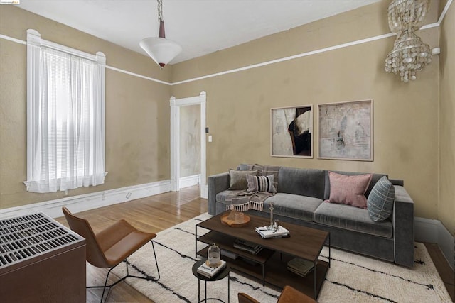 living room featuring light hardwood / wood-style floors