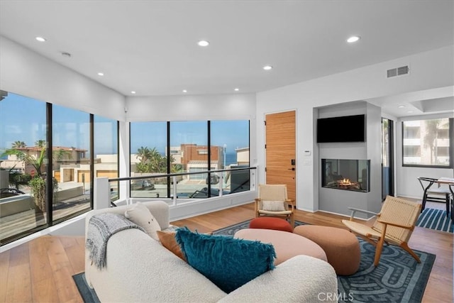 living room featuring light wood-type flooring