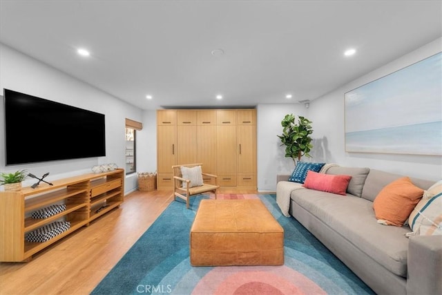 living room with hardwood / wood-style flooring