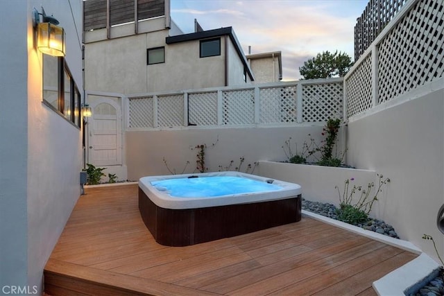 734 Esplanade Unit A, Redondo Beach, CA 90277 - deck featuring an outdoor hot tub and a fenced backyard