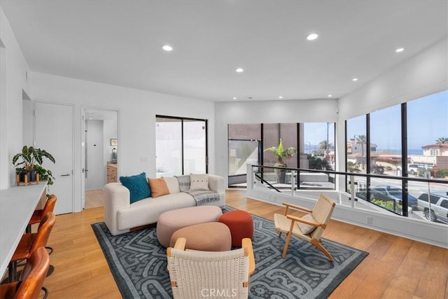734 Esplanade Unit A, Redondo Beach, CA 90277 - living area featuring light wood-style floors and recessed lighting