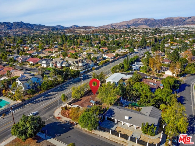 aerial view with a mountain view